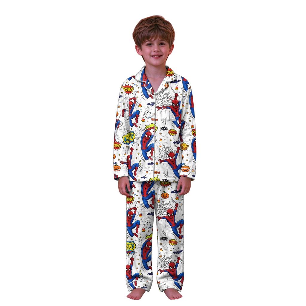 Christmas Print Family Matching Outfits with Stand Collar and Button Front for Holiday Photos