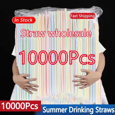 100/1000/5000/10000PCS Colorful Drinking Kunststof Straws Milk Tea Bar Party Wedding Kitchen Home Accessories Beverage Straw