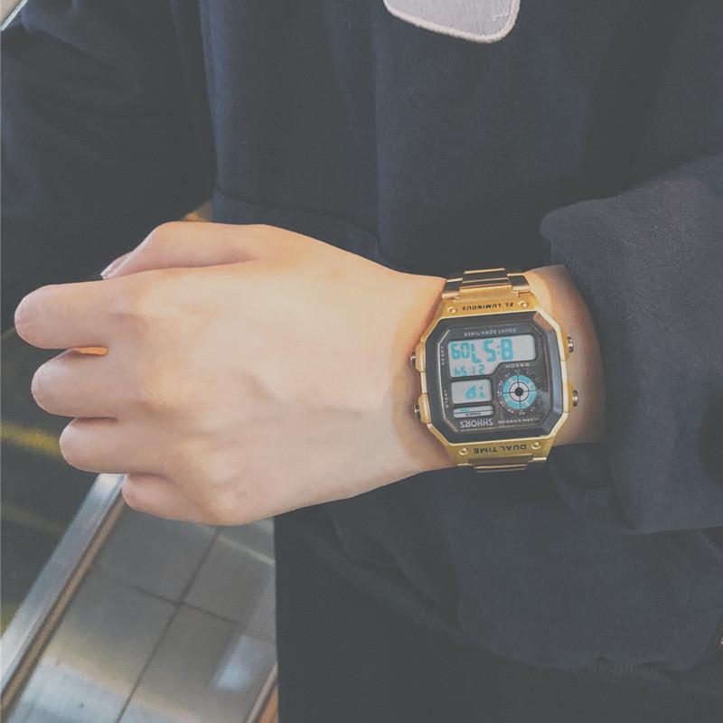 Digital Electronic Fashionable Watch Men Go Out Decorative Elements Nightglow