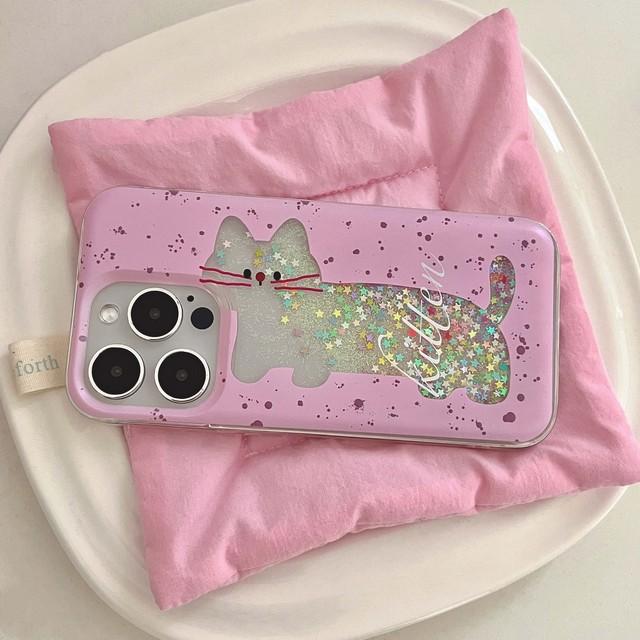 

Ins Quicksand Cat розовый Imd милый мультяшный блестящий блестящий чехол для телефона для Iphone 11 12 Promax 14 Pro Max 13promax задняя крышка Капа For iphone 14pro