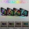 Digital Alarm Clock with Dynamic RGB Light Dimmable Brightness   Snooze Function USB   Port Mirror Clock 12HCelsius24H for Bedroom Home