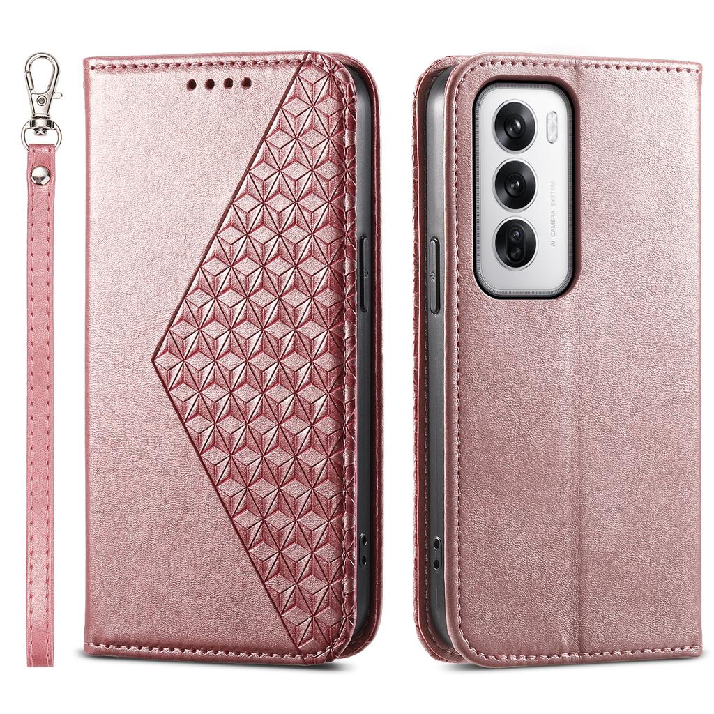 For Oppo Reno12 5G (Global) Case PU Leather Wallet Phone Cover Calf Texture
