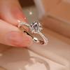 Elegante Anello da Donna con Diamante a Sei Griffe, Elegante Fedina in Zirconia Cubica, Perfetto per Proposte e Matrimonio, Misura Regolabile.