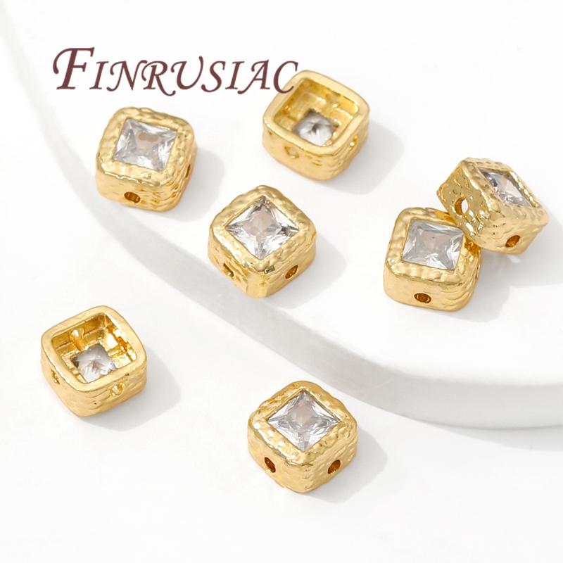 8mm 18K Gold Plated Square Spacer Bead For Jewelry Making,Zircon Bead For Bracelets,Separators For Beads,DIY Beading Accessories