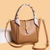 Leather Fashion Vegetable Basket Bag, Simple Portable Bucket Bag, Women'S High-End Shoulder Messenger Bag