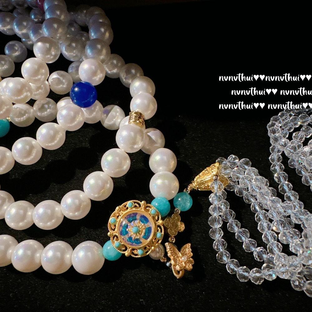 Mermaid Tears Plate Shell Snail Flower Plate Gem Pearl Necklace, Cortez, Deep Sea Bead Water Drop Fringed Sweater Chain