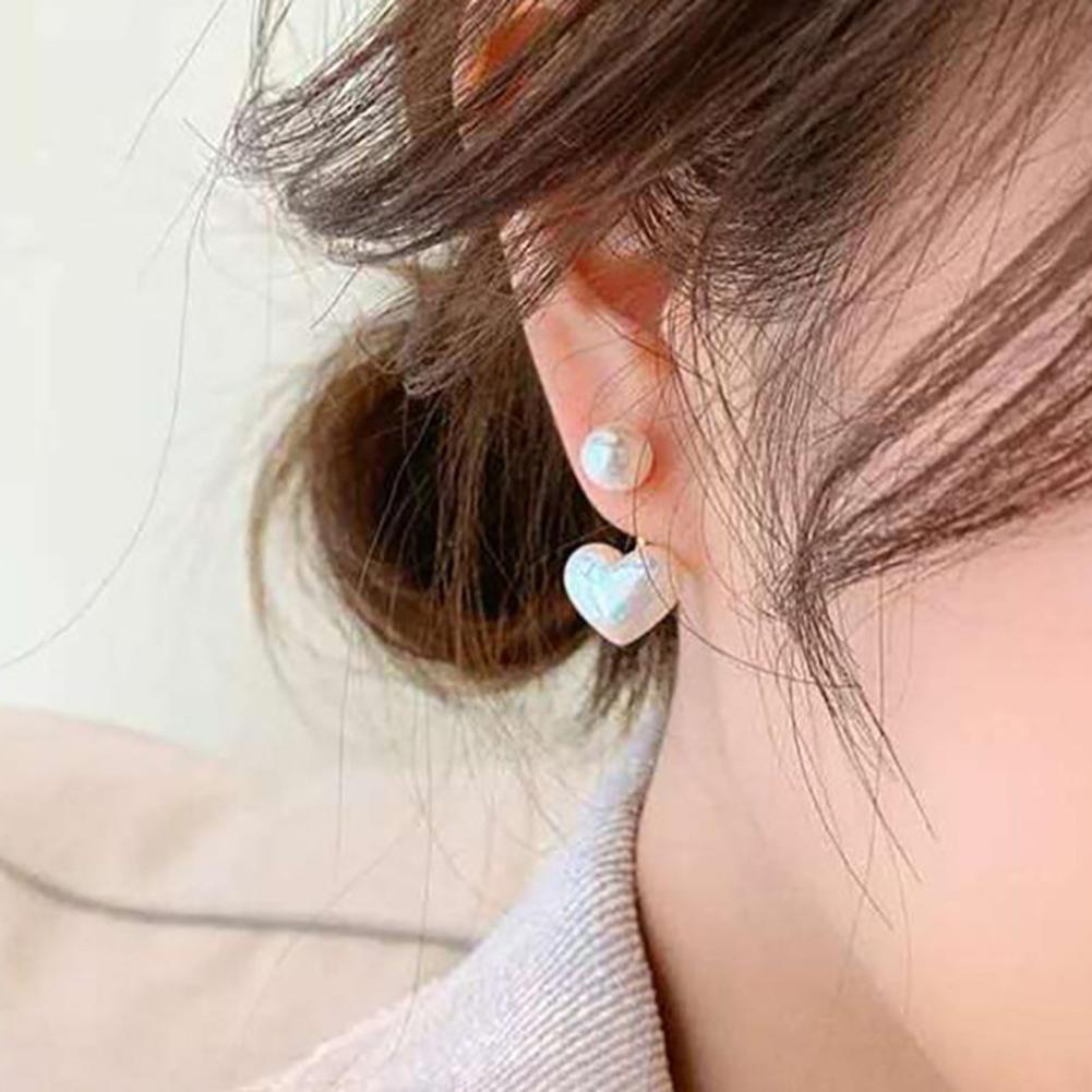 Women Earrings Pearl Love Heart Earrings Creative Retro Inlaid Pearls Ear Stud For Girls Holiday Gifts