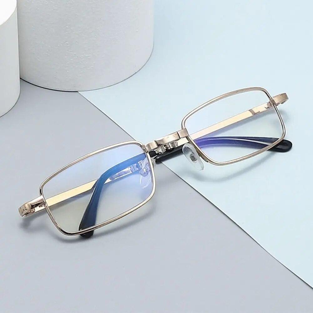 Metal Anti Blue Light Reading Glasses Foldable for Men Women Eye Protection Near Far Double Light Eyewear