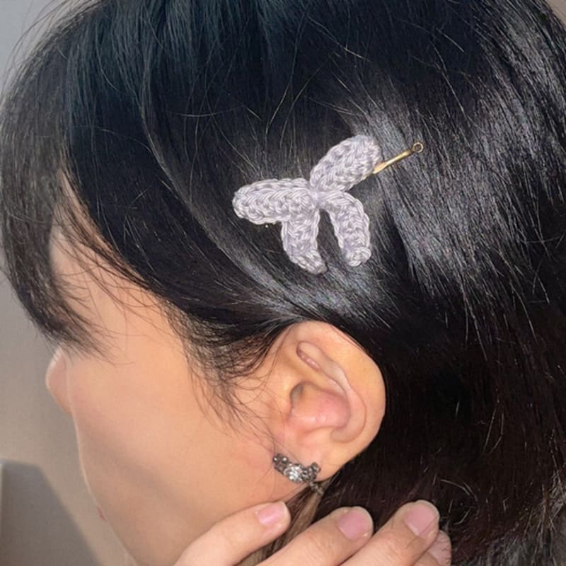 MERRYMOTIVE Knitted Bow Vintage Hairpin(2colors)