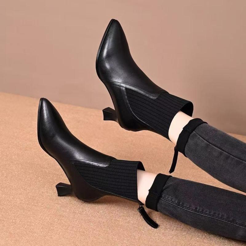 Comfortable and Versatile High-heeled Booties 2026 New Autumn and Winter Women's Thin Stretch Boots Super Soft Temperament