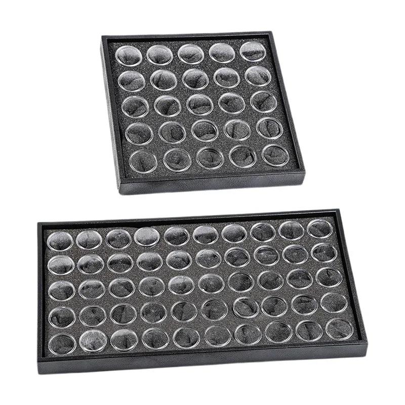 25/ 50 Grids Gem Display Case Diamond Storage Box Small Round Plastic Containers Box Jewelry Organizer Container with Foam