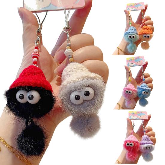 2 szt. Pluszowy brelok Briquettes z kapeluszem, urocza zawieszka do plecaka szkolnego na klucze, torbę, mini pluszowa zabawka, prezenty