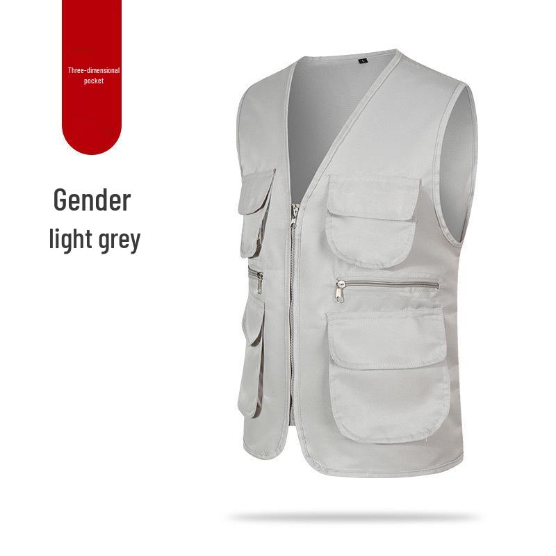 Custom Logo Multi-Pocket Reflective Safety Vest for Photography, Volunteers, and Construction