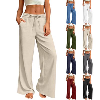 Women’s Wide Leg Lounge Pants High Waist Drawstring Relaxed Fit Long Trousers with Pockets Comfortable Fabric
