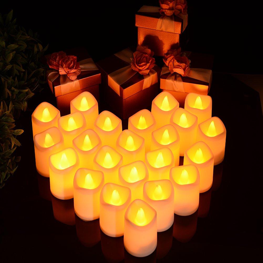 Litake LED Candles, Plastic Candlelights, Set of 24, Stylish and Relaxing, Unscented, Warm Color, Flickering Flame, Perfect for Birthdays, Christmas,