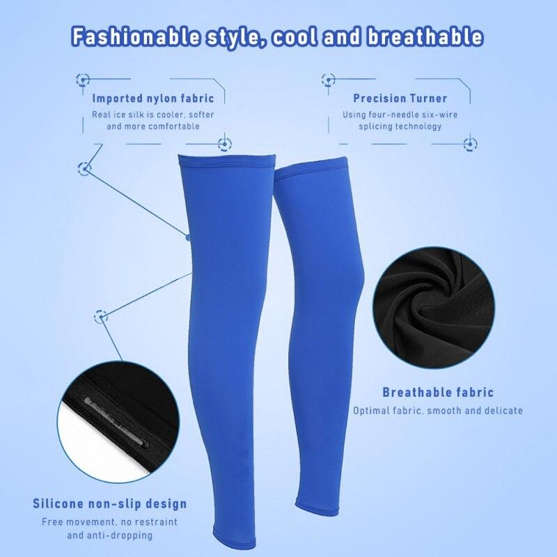 Summer Comfortable Leg Guard Solid Color Breathable Ice Silk Leg Cover Fishing Leg Sleeve Anti-UV Cool Outdoor Sports Leggings
