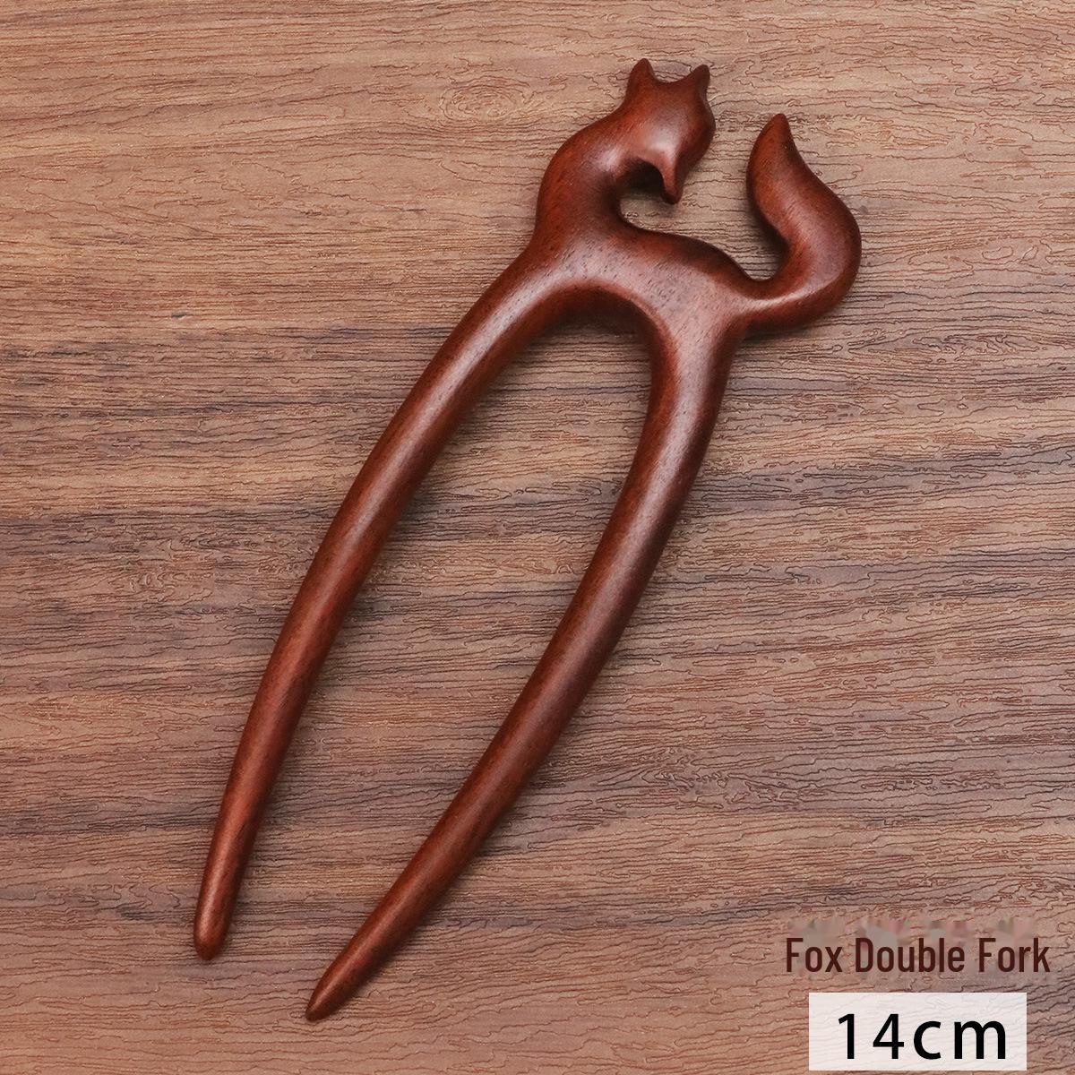 

U-образная шпилька из сандалового дерева, золотая, шелковая, в стиле ретро - в китайском стиле, с изображением животных из дерева