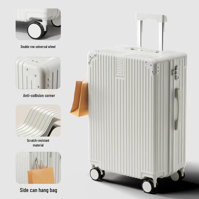 Women's Vintage Large-Capacity Trolley Suitcase - Durable, Stylish Travel Box with Zipper