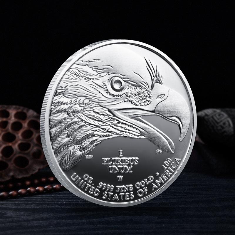 Eagle Head Knight Commemorative Medal Metal Plated Gold and Silver Coins Collection Crafts Ornament Commemorative Coins Metal Crafts