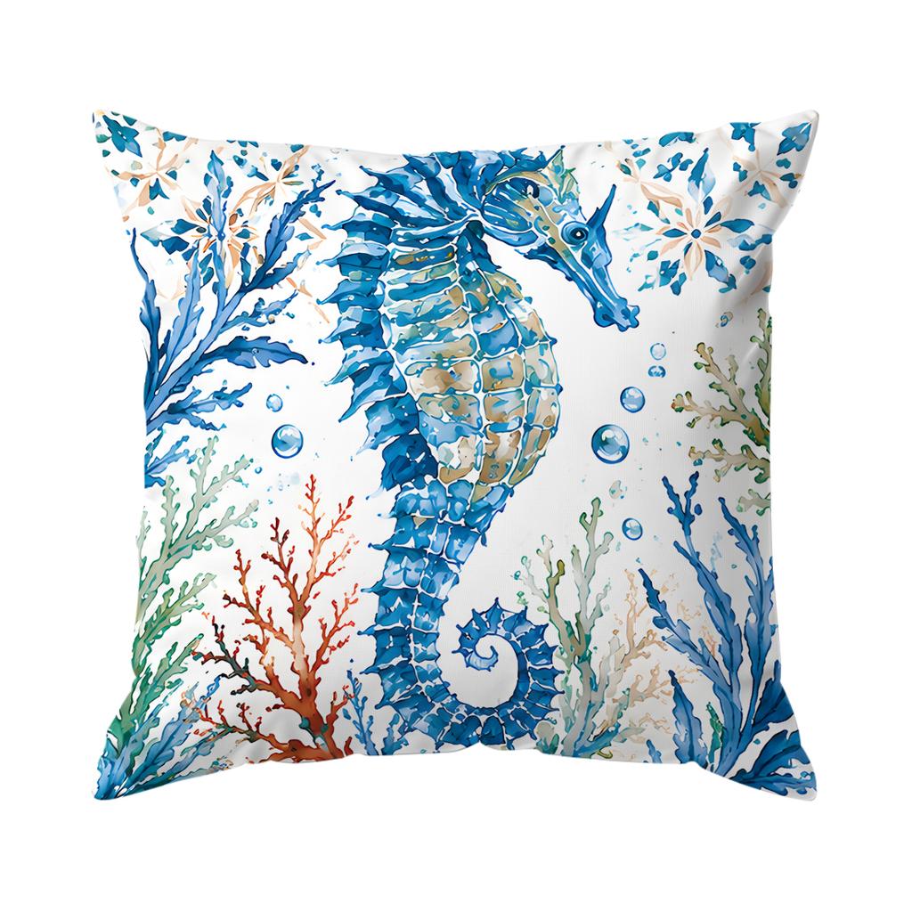 1pcs Blues Sea Life Pattern Cushions Pillowcase Polyester Cushion Cover Throw Pillow Pillowcover Home Car Sofa Decor