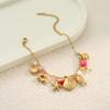 GEMCHIC Women's Ocean Style Shell Starfish Seahorse Bracelet Necklace Set Gold Plated Titanium Steel Jewelry