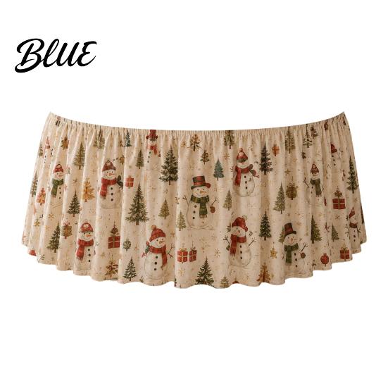 Festive Table Decor Cloth Vintage Skirt 70.9×29.5 Events Christmas for Winter Inch Round Snowy Theme