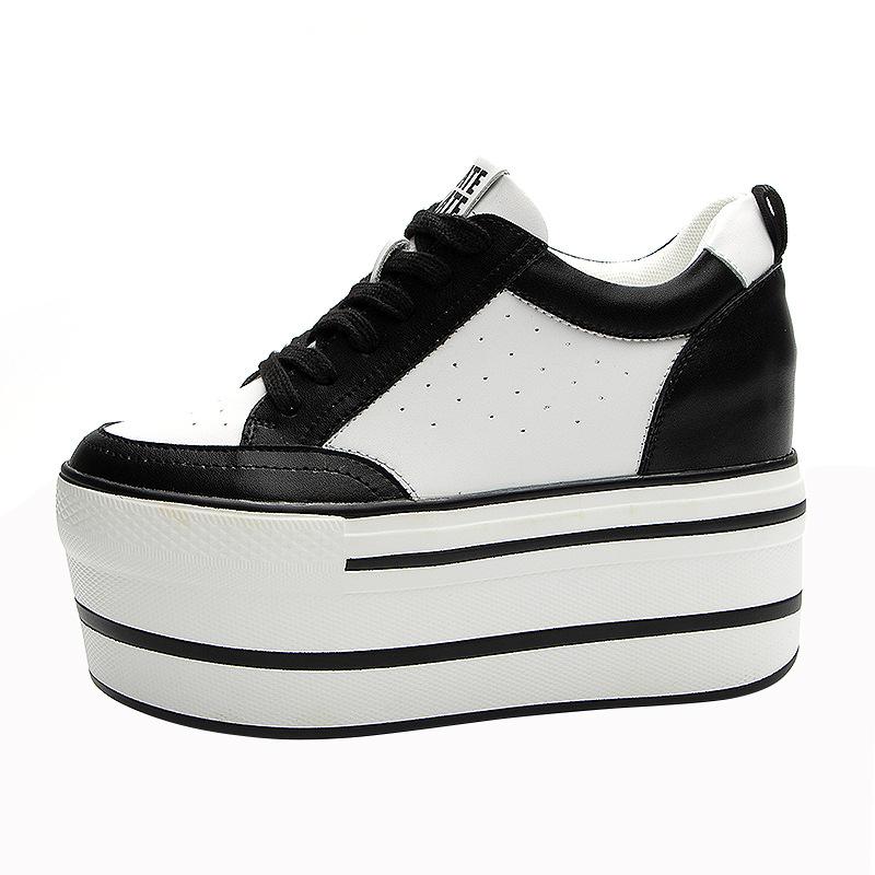 Versatile little white shoes women's spring 2025 new thick-soled inner height increase low-top lace-up round head casual fashion muffin