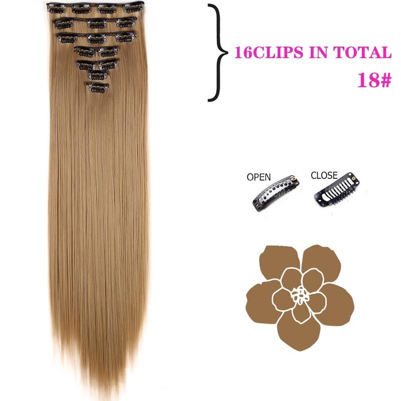 MISSQUEEN Long Straight Clip In Hair Extensions Synthetic Hair Synthetic Clips In Hair Extensions Heat Resistant 7Pcs/set 16Clips