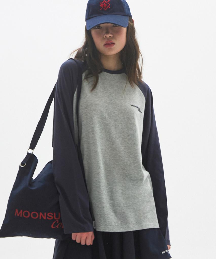 MOONSUN M.C Unisex, Logo Raglan T-Shirt / Gray