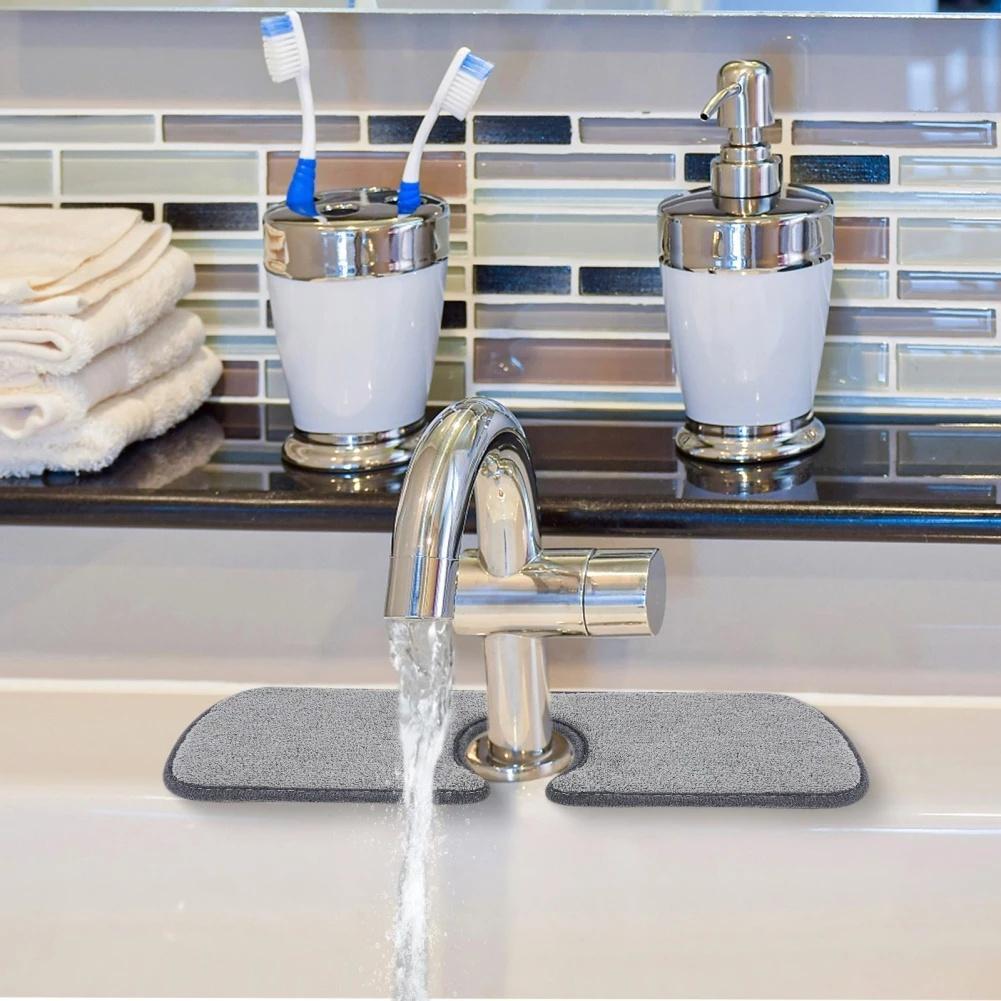 1Pc Kitchen Faucet Absorbent Mat Sink Splash Guard Microfiber Faucet Splash Catcher Countertop Protector for Kitchen Bathroom LS
