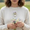 Vintage Hollow Vase Necklace Silver Color Flower Bouquet Necklace Geometric Necklace  Women Fashion