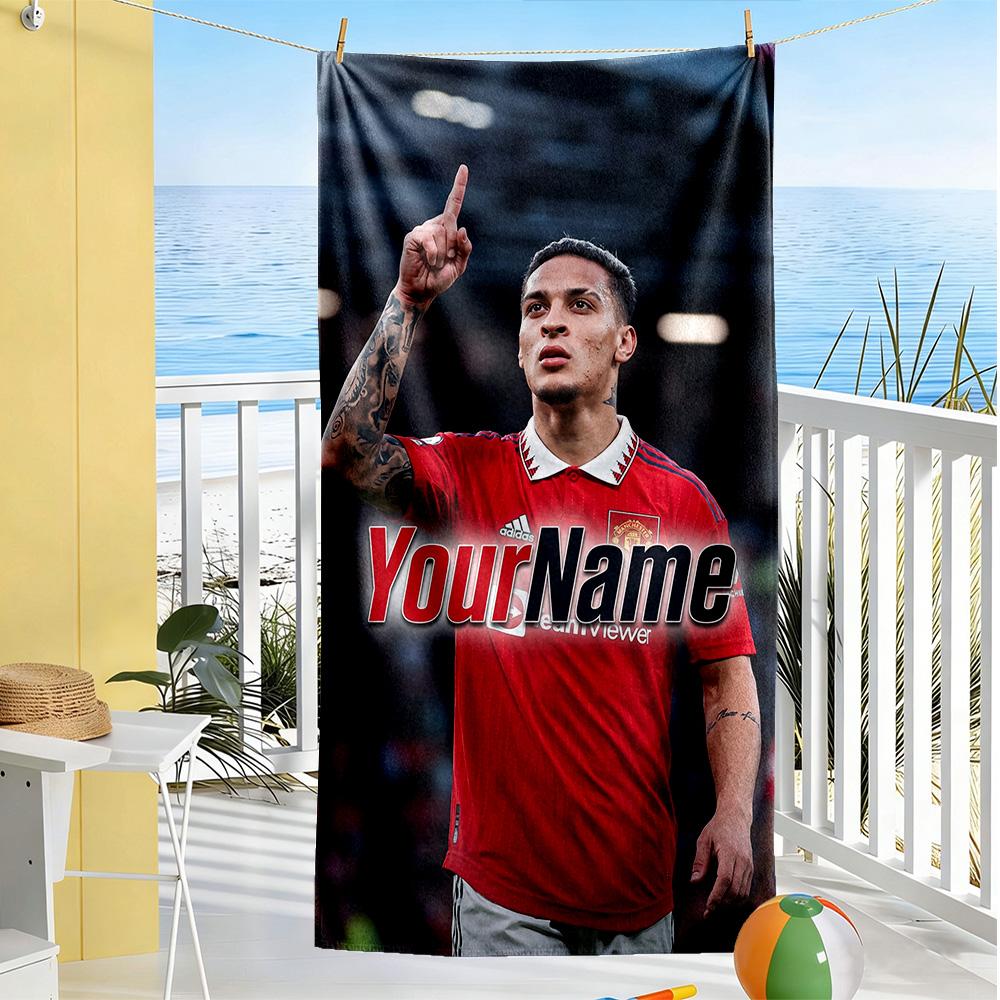 Manchester Customize Your Name Beach Towel High Absorbency & Quick-Dry Suitable for Sports Travel Swimming Yoga Bathroom Beach And Pool