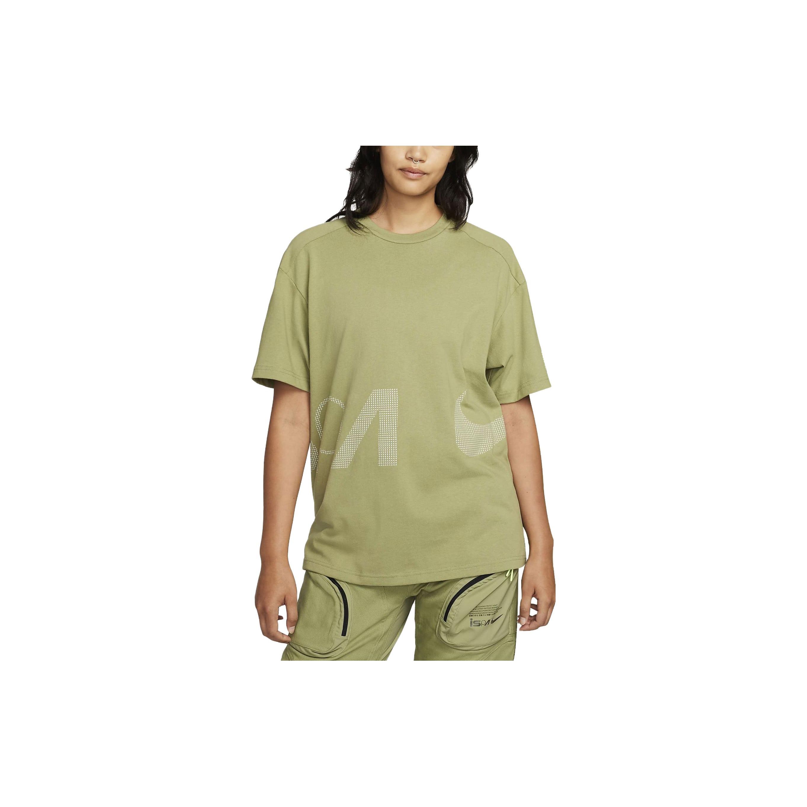 

Nike Short-Sleeve Letter Print Loose Fit T-Shirt Unisex Tops Amber-Green FD7856-334 XL