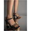 Shoetopia Girls 2211 Black Heeled Sandal - 7 Uk (Girls-2211-Black)