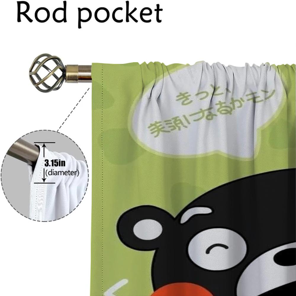 KumamonS Home Interior Curtains 2 Pieces Window Curtain for Room 2 Panel Halloween Decoration Partition Shades Living Kitchen
