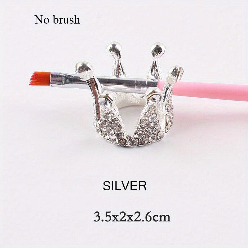 1pc Retro Manicure Brush Pen Holder Nail Art Brush Painting Pen Diamonds Crown Shape Pen Brush Holder Nail Art Accessories Tools