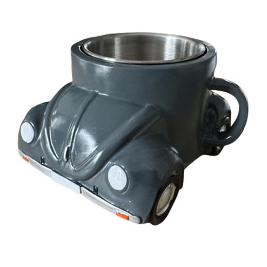 

Кружка для кофе в форме жука, сделанная вручную из смолы, чайная чашка в виде жука, декор для дома и офиса, кружка для кофе в подарок автолюбителям, любителям жуков серый