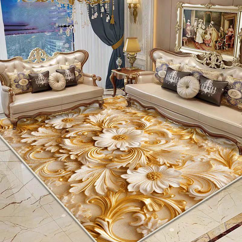 European Style Large Living Room Rugs Luxury Decor Home Bedroom Fluffy Plush Carpet Dining Room Washable Antiskid Soft Mat Floor