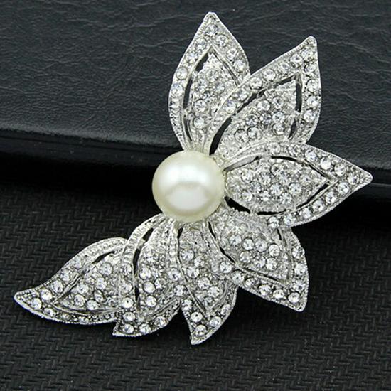 Elegant Electroplated Pearl Butterfly Wedding Brooch B814 Zhenyao Jewelry