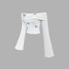 Summer Women's White Off-the-shoulder Flared Sleeve T-shirt, Cute Blue Butterfly Long-sleeved Women's Top
