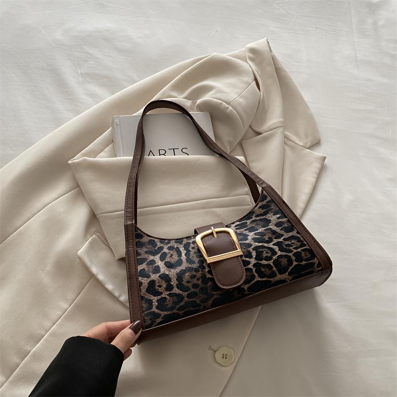 Women's Handbag, Retro Fashionable Leopard Print Versatile Underarm Shoulder Bag, Suitable for Work, Shopping, Commuting, and Vacation Occasions.