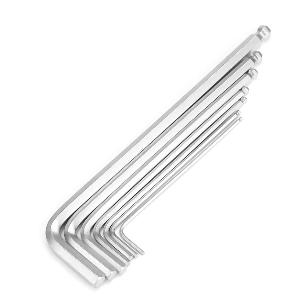 7pcs Hand Tool Hex Key Wrench Set Extended Length Hex Ball Wrench Ball End Hex Key  Mechanical Work