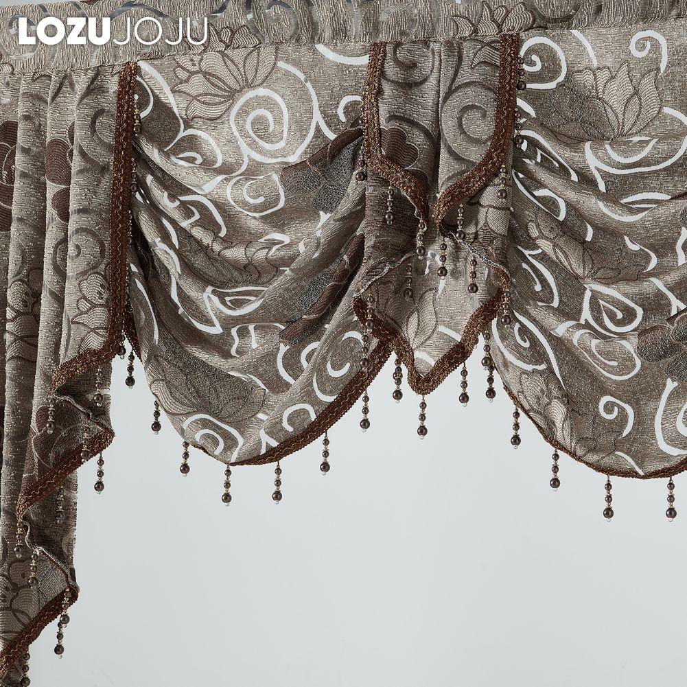 1 szt. LOZUJOJU Europejski Styl Lekki Luksus Retro Żakardowa Lambrekina Koralikowa Bordiura Głowica Zasłony do Sypialni Salon Dekoracja Okna Wystrój Domu