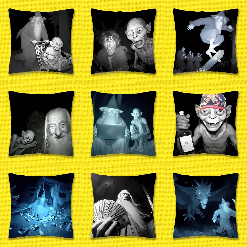 L-Lord of the R-Rings Gollum Throw Pillow Case For 55x55cm 30x30cm 50x50cm 45x45cm 40x40cm Square Chair Pillowcase Case