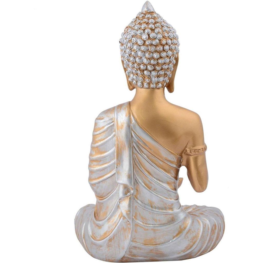 Meditating Sitting Buddha Statue Showpiece Idol Home Decor Living Room Gifts Decorative Showpiece - 27 Cm  (Resin, Copper)