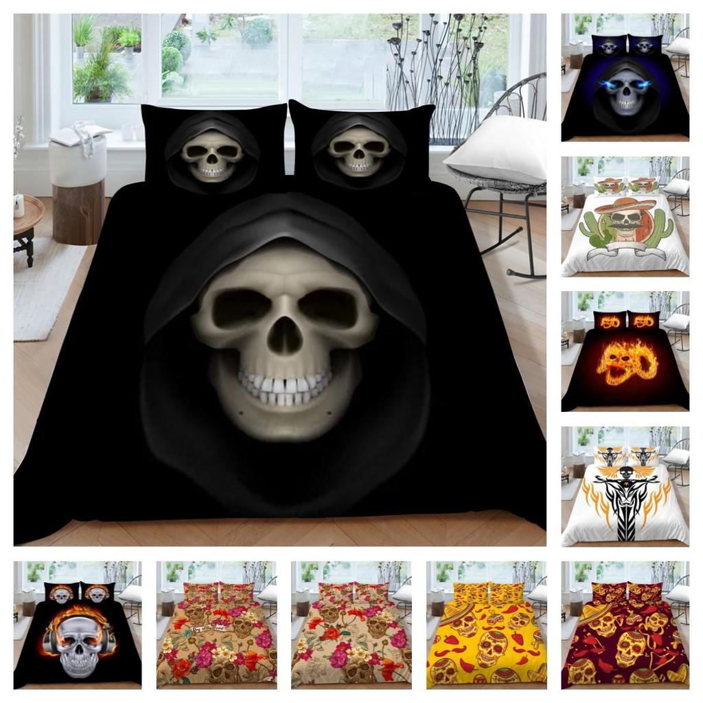 Bedding Suit 3D Skull Print Bed Cover Home Bedclothes  Fashionable Duvet Cover Sets Polyester Single Double King Size