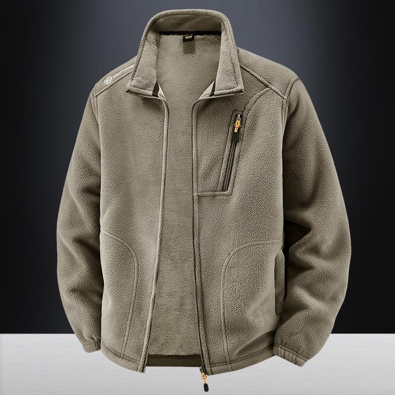 Men's Warm and Plush Thick Fleece Jacket for Autumn and Winter, Loose Casual Fleece Jacket