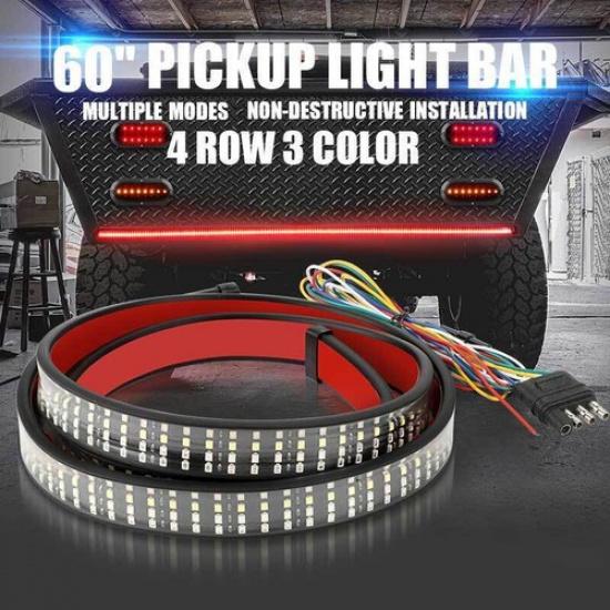 60" For GMC Sierra Pickup 4 Row LED Strip 6 Function  Rear Tailgate Light Bar