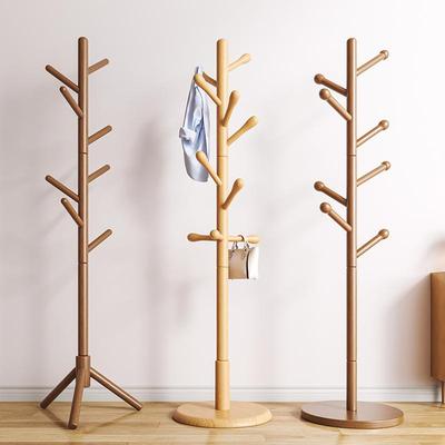 Solid Wood Floor Standing Coat & Clothes Rack with Storage Bag Hanger