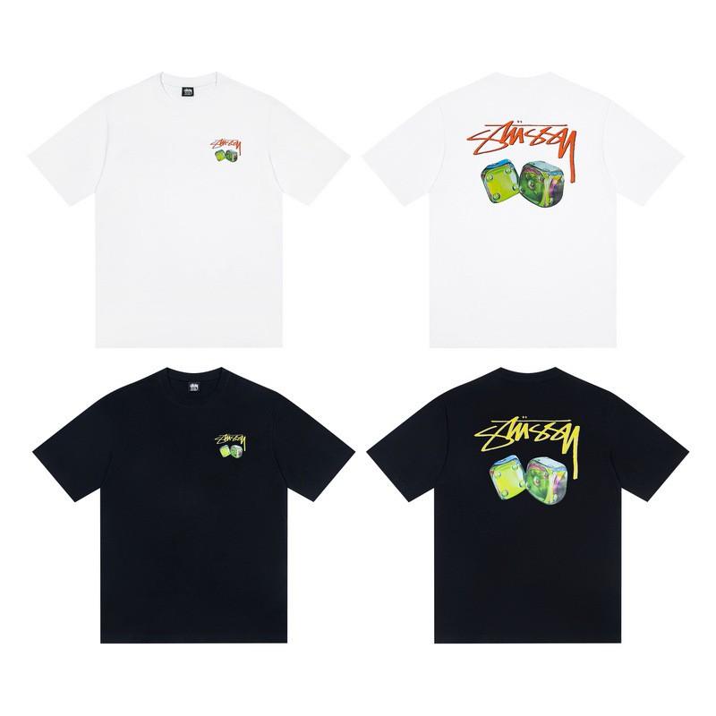 Stussy Nera 8 Classica Filigrana Stampa Lettere 2025 Unisex Streetwear Vestibilità Larga Maglietta in Cotone